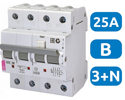 АВДТ KZS-4M B25/0.03 3+N, 30мА, тип АC, 6кА ETI