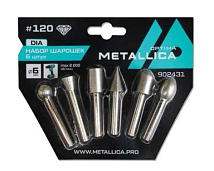 Набор шарошек алмазных P120, L=60 мм, 6 шт, по плитке, камню, бетону METALLICA