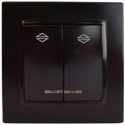 Выключатель проходной 2-кл. с подсветкой чёрный SD-P1008B "Standard" AWSproducts