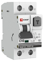 Дифференциальный автомат АВДТ-63 10А/30мА (характеристика C, эл-мех, тип АС) 6кА EKF PROxima