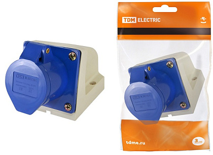 Розетка 113 стационарная 2Р+РЕ 16А 220В IP44 TDM