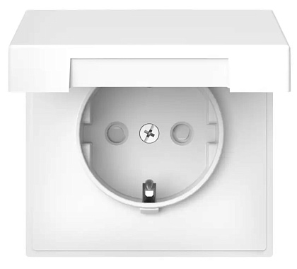 Розетка 1-я с/з со шторками с крышкой IP20 Лотос (б.к.) ArtGallery SE