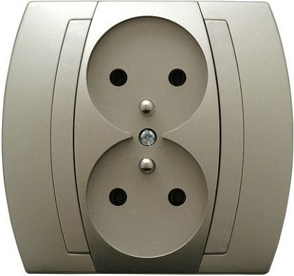 Розетка GP-2JZ/16/16 383 двойная "штырь" сатин