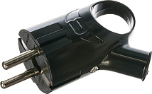 Вилка "UNIVersal" угловая с ушком с/з черная 16А 250В (еврослот) (E2226)