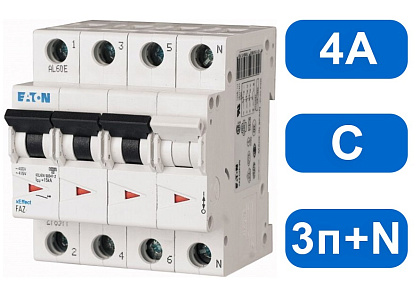 Автомат FAZ-C4/3N (С) 4А 3+N 15кА