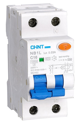 АВДТ NB1L C10/1+N 30мА, тип А, 6кА CHINT