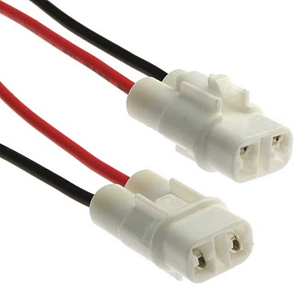Авт. двухполюсный разъем с проводом, розетка DJ7021-2-21 (12Dc, 18AWG 300mm)