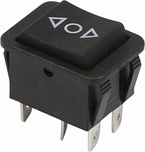 Выключатель клавишный 250V 15А 6c (ON)-OFF-(ON) чёрн. б/фикс Rexant