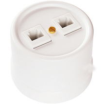 Розетка RJ-45 (2-я, cat 5e) Белый (пластик) Bironi