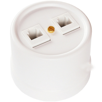 Розетка RJ-45 (2-я, cat 5e) Белый (пластик) Bironi