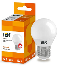 Лампа LED шар LED-G45 eco 5Вт 230В 3000К E27,  450Lm IEK