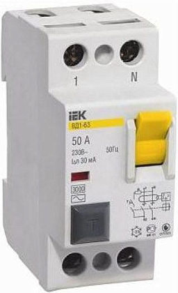 УЗО ВД1-63 25/2 30мА, тип АС, 4,5кА IEK