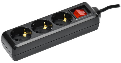 Удлинитель бытовой 3гн. 1,5м с/з с выкл. ПВС 3х1мм2 черный У03К IEK