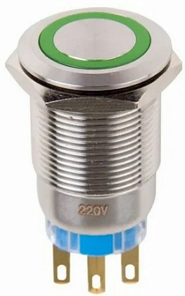 Кнопка антивандал. ф19 12В Фикс (5с) ON-OFF/OFF-ON LED Rexant