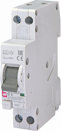 АВДТ KZS-1M B6/0.03 1+N, 30мА, тип А, 6кА (верх. подкл.) ETI