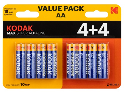 Элемент питания MAX Super LR6-4+4BL KODAK