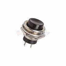 Кнопка металл 220V 2А (2с) (ON)-OFF O16.2 чёрн. Rexant