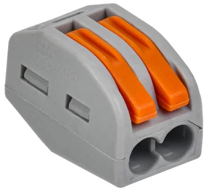 Клемма рычажковая 2 отверстия 0,08-2,5 уп50шт СМК 222-412 сер GENERICA, уп