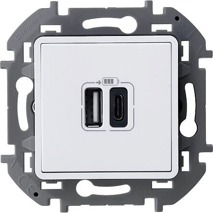 Розетка USB (2-я тип С+А, 3А) Белый INSPIRIA LEGRAND