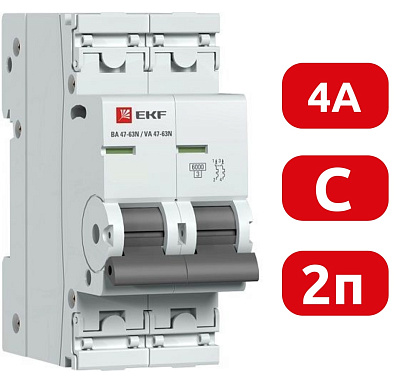 Автоматический выключатель ВА 47-63N C 4/2 6кА Proxima EKF