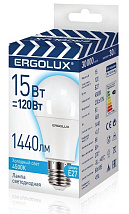 Лампа светодиодная Ergolux LED-A60-15W-E27 ЛОН 4500K 220-240В)