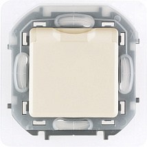 Розетка 1-я с/з со шторками и крышкой IP44 Сл.Кость INSPIRIA LEGRAND