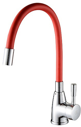 Смеситель ROEGEN RD014R для кухни, 40 мм, на гайке, с боковой штыревой ручкой, с гибким красным изли