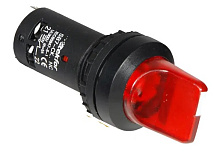 Переключатель, 2 положения с фиксацией, с подсветкой, LED, NO+NC, 220V, красный (SB7-CK2465-220V)