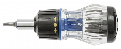 Отвертка с реверс. рукояткой и насадками, 100 мм, HOEGERT