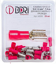 Клемма плоская изолированная гнездо 7,4мм 0,5-1,5мм2 РПИм (25 шт)