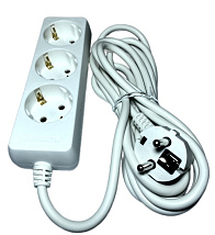 Удлинитель AWS-G03-1,5 3 гнезда с/з, 1,5м, 3x1mm2, 220V