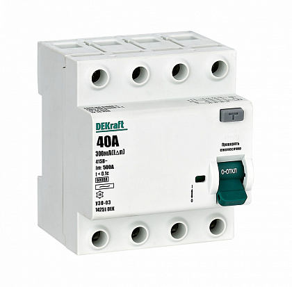 УЗО-03 25/4 30мА, тип AC, 6кА DEKraft