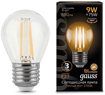 Лампа LED G45 E27 2700К 9Вт 680Лм Filament Gauss