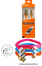 Дата-кабель, ДК 14, USB - USB Type-C, 1 м, силиконовая оплетка, оранжевый, TDM