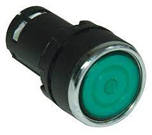 Кнопка нажимная моноблочная с фиксацией зелёная, 22 мм, IP 40, 1НО