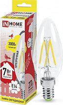 Лампа LED-СВЕЧА-DECO 7Вт 230В Е14 3000К 630Лм прозрачная IN HOME