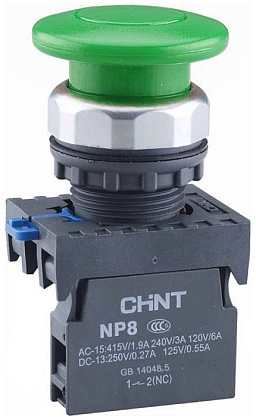 Кнопка NP8-10M/13 Гриб ф40мм крас. б/фикс.1нз IP65 CHINT