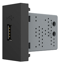 Розетка USB (тип А, 2,1А, 5В) Черный Livolo