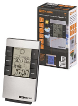 Метеостанция комнатная "Климат 1" вертикальная, термометр, гигрометр, будильник, серебро, TDM