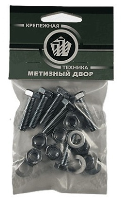 Болт М8*30 с гайкой и шайбой цинк (6 шт.) (ТД Метизный двор)