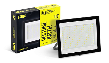 Прожектор LED СДО06 4000К 150Вт 12000Lm IP65 черный IEK