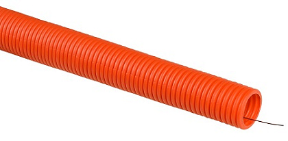 Труба гофр. ПНД 32 мм ОРАНЖЕВАЯ тяжелая с зондом IEK (25м), уп