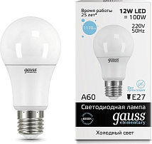 Лампа Gauss Elementary LED  A60 12W 220V E27 6500K 1170Lm