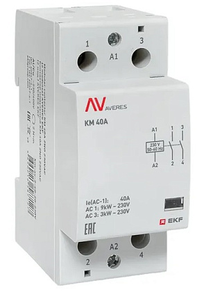 Контактор модульный КМ 40/20 (кат.230В AC, 2но, 40A AVERES) EKF