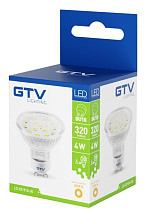 Лампа светодиодная GU10, SMD 2835, 4000K, 4W, 330lm, AC220-240V, 120°, 43 mA GTV