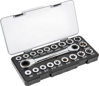 Ключ комбинированный с трещоткой и насадками (20 шт.)HOEGERT, ком