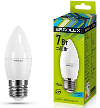 Лампа светодиодная Ergolux  LED-C35-7W-E27 Свеча 4500K 172-265В)