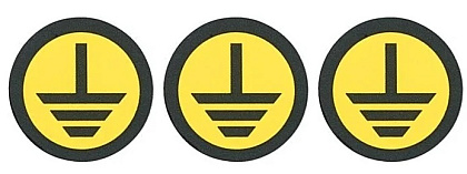 Знак безопасности символ "Земля" d=20мм желтый (уп./100 шт) HLT