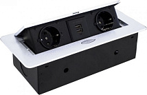 Выдвижная гор. розетка 2 Euro 16A, 2 USB A 5В/2.1А Белый Ami Socket