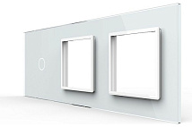 Панель для сенсорного выключателя и двух розеток Livolo, 1 клавиша, цвет белый, стекло